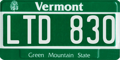 VT license plate LTD830