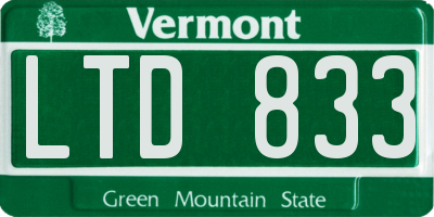 VT license plate LTD833