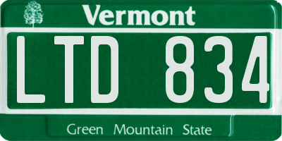 VT license plate LTD834