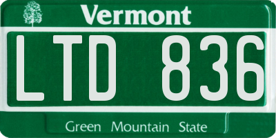 VT license plate LTD836
