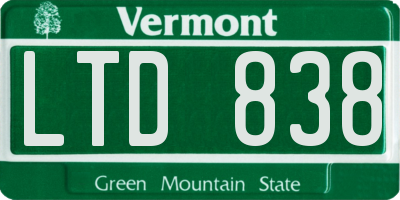 VT license plate LTD838