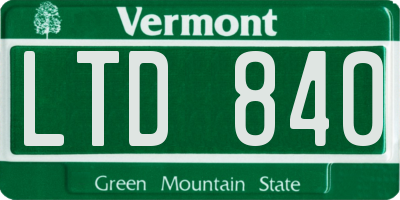 VT license plate LTD840