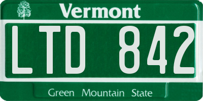 VT license plate LTD842