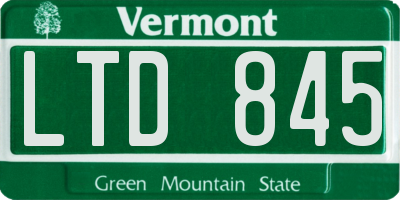 VT license plate LTD845
