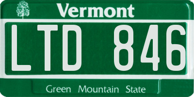 VT license plate LTD846