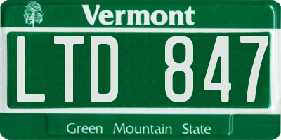 VT license plate LTD847