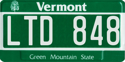 VT license plate LTD848