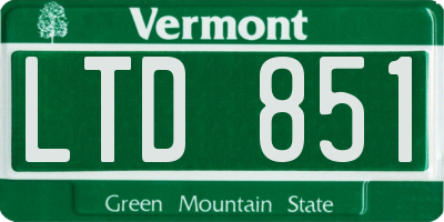 VT license plate LTD851