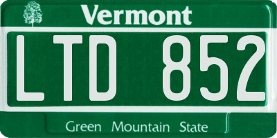 VT license plate LTD852
