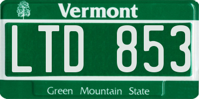 VT license plate LTD853