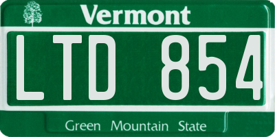 VT license plate LTD854