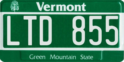 VT license plate LTD855