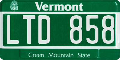 VT license plate LTD858