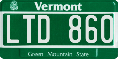 VT license plate LTD860
