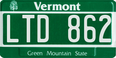 VT license plate LTD862