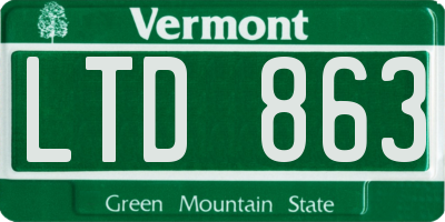 VT license plate LTD863