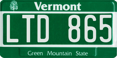 VT license plate LTD865
