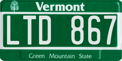 VT license plate LTD867