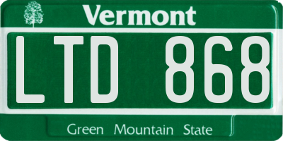 VT license plate LTD868