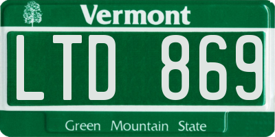 VT license plate LTD869