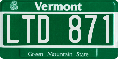 VT license plate LTD871