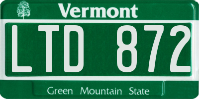 VT license plate LTD872