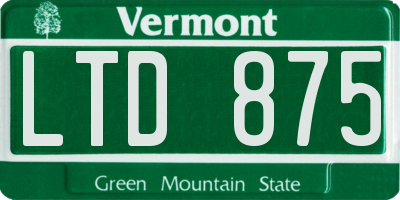 VT license plate LTD875