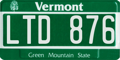 VT license plate LTD876