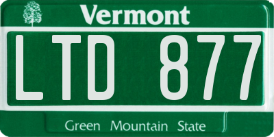 VT license plate LTD877