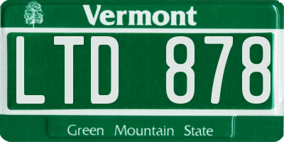 VT license plate LTD878