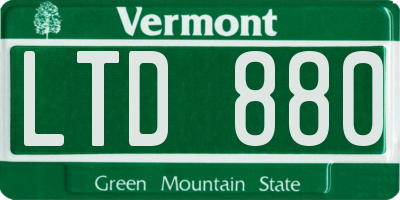 VT license plate LTD880