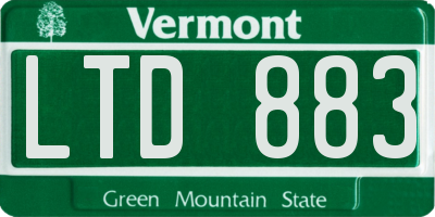 VT license plate LTD883