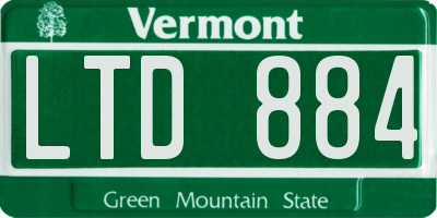 VT license plate LTD884