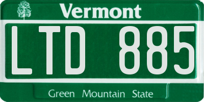 VT license plate LTD885