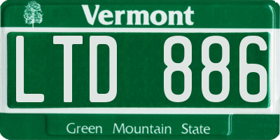 VT license plate LTD886