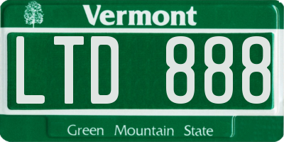 VT license plate LTD888