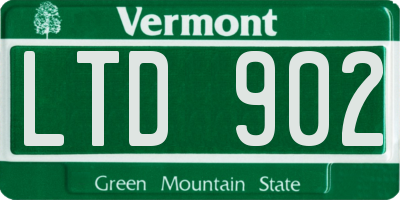 VT license plate LTD902