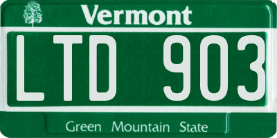 VT license plate LTD903