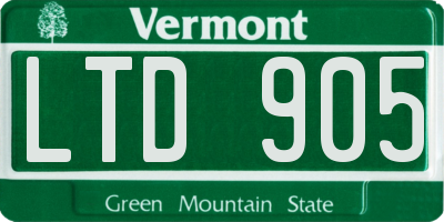 VT license plate LTD905