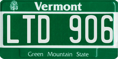 VT license plate LTD906