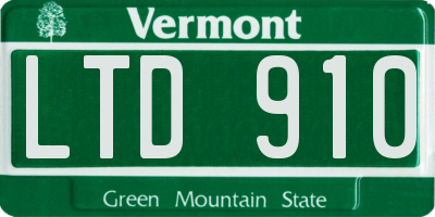 VT license plate LTD910