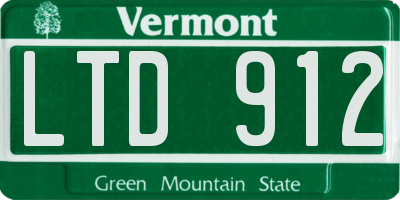 VT license plate LTD912