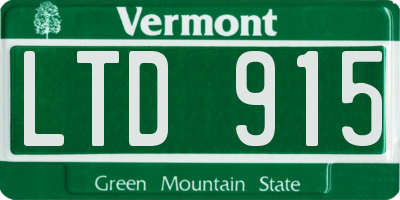 VT license plate LTD915