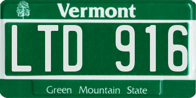 VT license plate LTD916