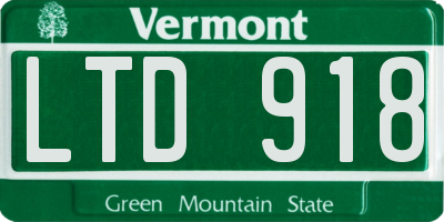 VT license plate LTD918