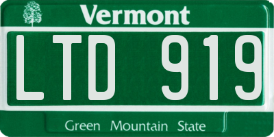 VT license plate LTD919