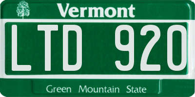 VT license plate LTD920
