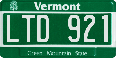 VT license plate LTD921