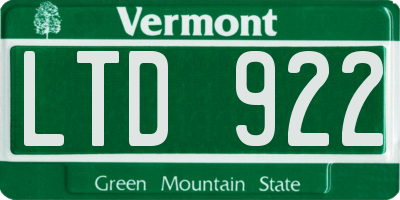 VT license plate LTD922