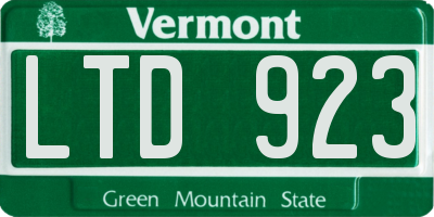 VT license plate LTD923
